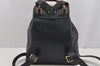 Authentic GUCCI Vintage Bamboo Drawstring Backpack Leather Navy 3631J
