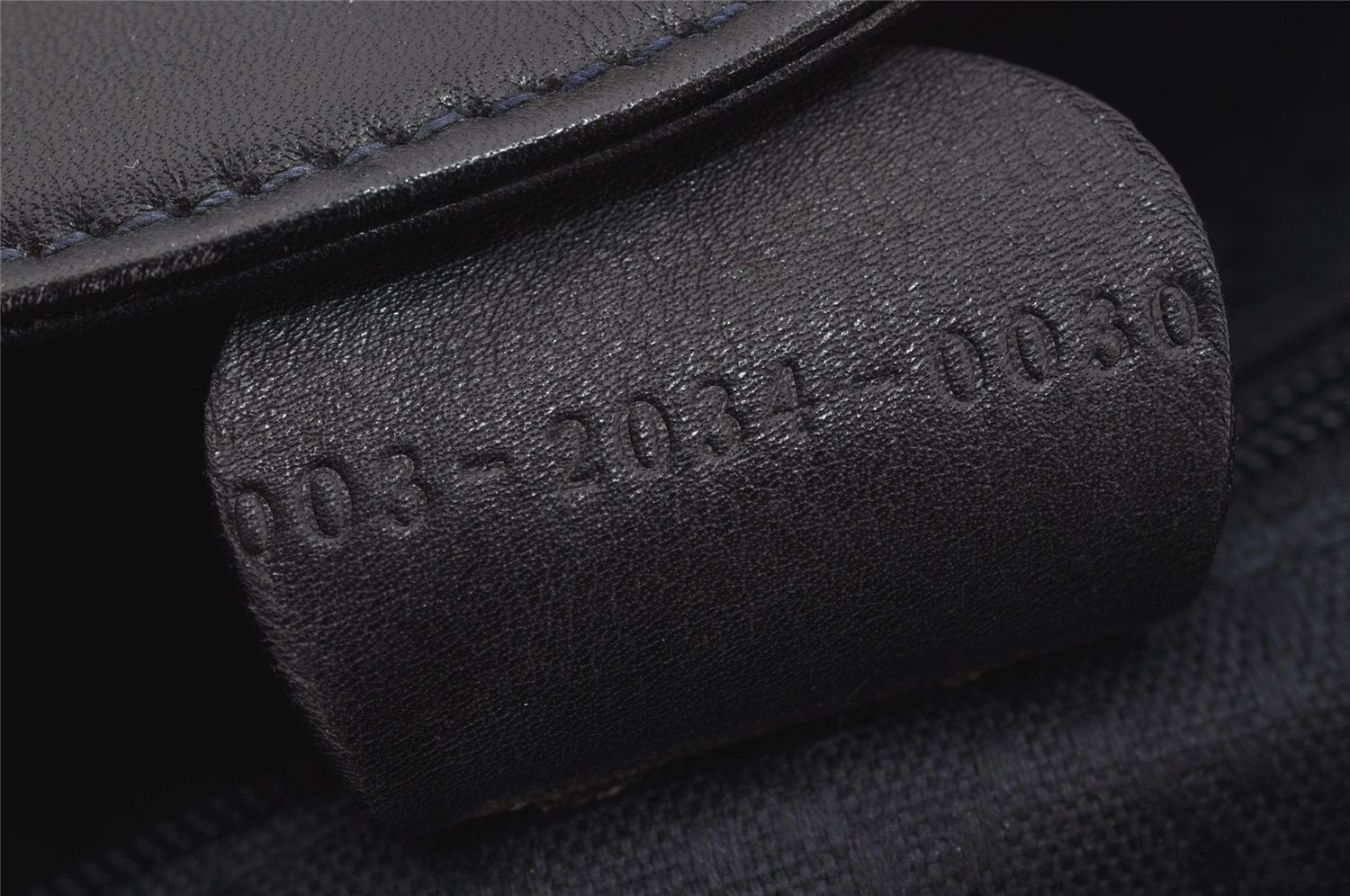 Authentic GUCCI Vintage Bamboo Drawstring Backpack Leather Navy 3631J