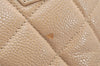 Authentic CHANEL Caviar Skin Medallion CC Logo Shoulder Tote Bag Beige 3631K