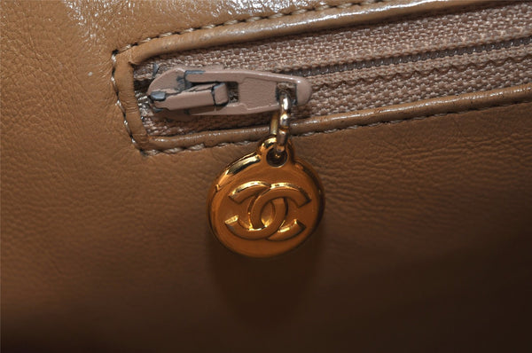 Authentic CHANEL Caviar Skin Medallion CC Logo Shoulder Tote Bag Beige 3631K