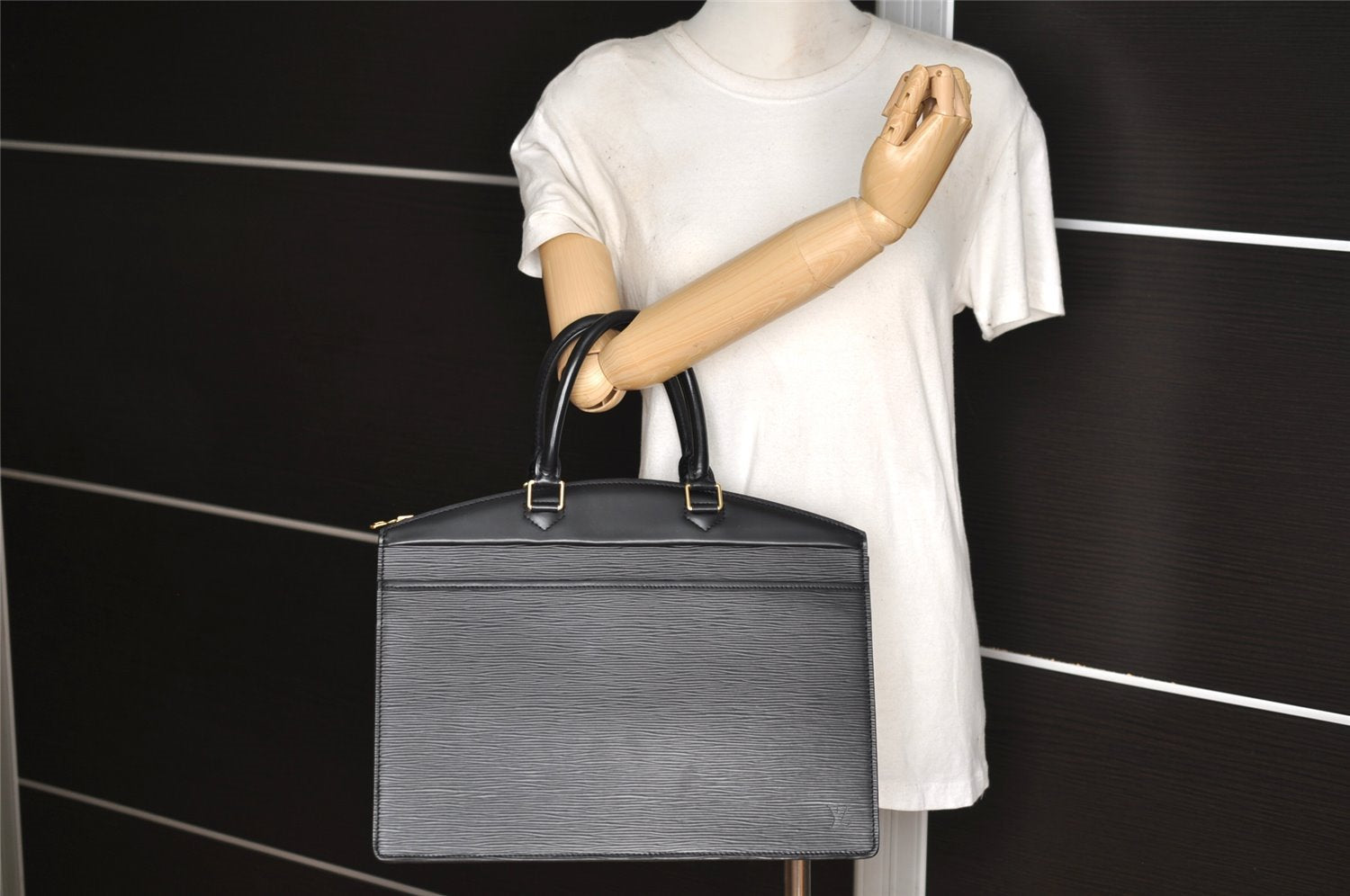 Authentic Louis Vuitton Epi Riviera Hand Bag Black M48182 LV Junk 3632I