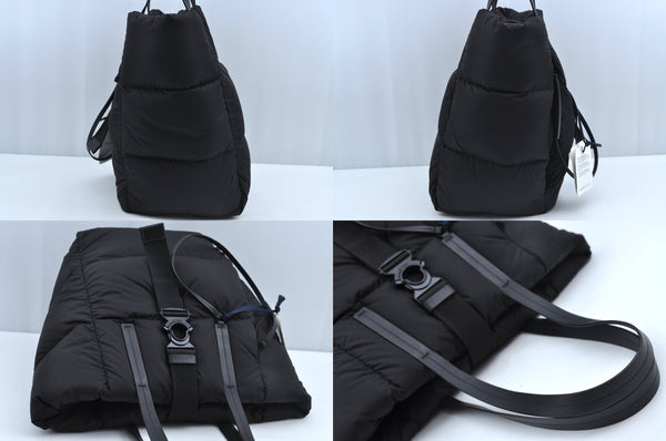 Authentic MONCLER XANDER TOTE LARGE Shoulder Tote Bag Nylon Leather Black 3633M