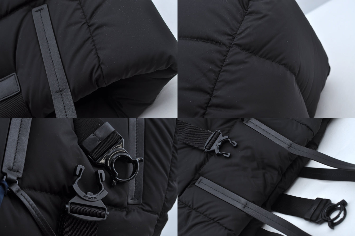 Authentic MONCLER XANDER TOTE LARGE Shoulder Tote Bag Nylon Leather Black 3633M