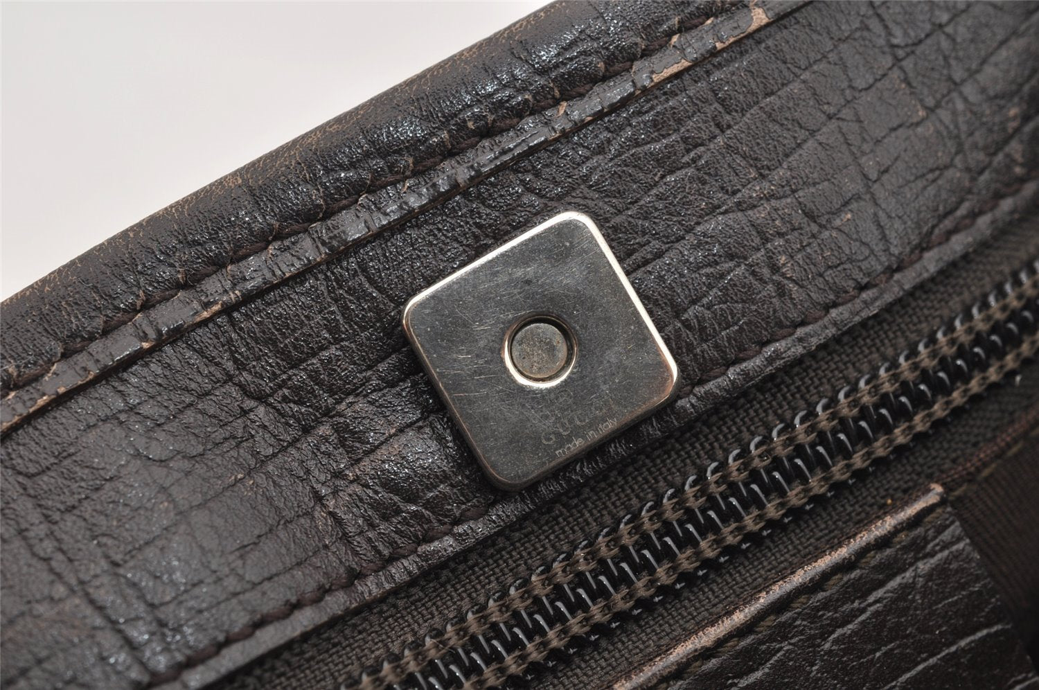 Authentic GUCCI Vintage Shoulder Hand Tote Bag GG PVC Leather 114595 Brown 3634I