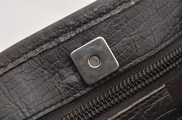 Authentic GUCCI Vintage Shoulder Hand Tote Bag GG PVC Leather 114595 Brown 3634I