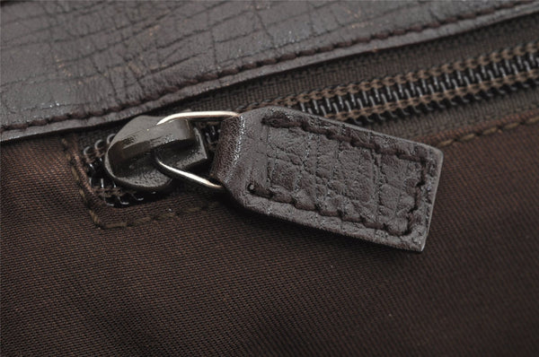 Authentic GUCCI Vintage Shoulder Hand Tote Bag GG PVC Leather 114595 Brown 3634I