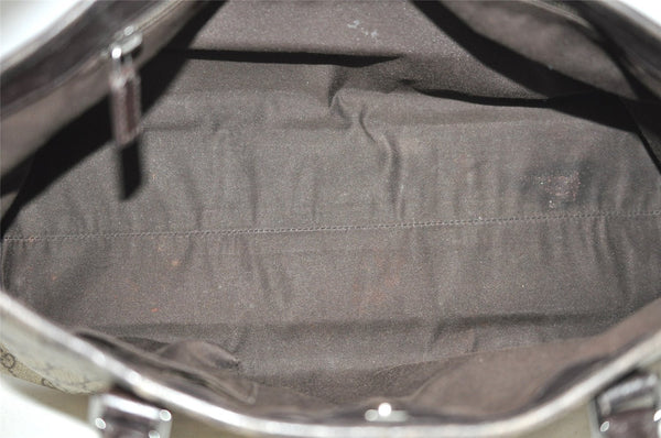 Authentic GUCCI Vintage Shoulder Hand Tote Bag GG PVC Leather 114595 Brown 3634I