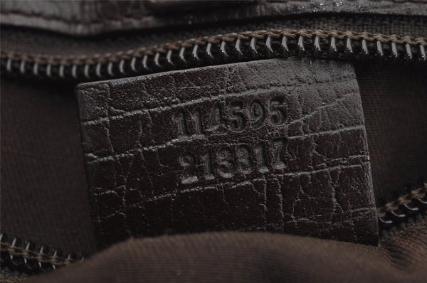 Authentic GUCCI Vintage Shoulder Hand Tote Bag GG PVC Leather 114595 Brown 3634I