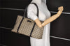 Authentic GUCCI Vintage Shoulder Hand Tote Bag GG PVC Leather 114595 Brown 3634I