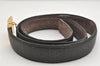 Authentic CHANEL Vintage Calf Skin Belt CC Logo 37.2-40.9" Black Junk 3634K