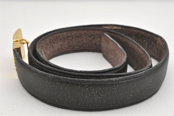 Authentic CHANEL Vintage Calf Skin Belt CC Logo 37.2-40.9" Black Junk 3634K
