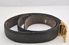 Authentic CHANEL Vintage Calf Skin Belt CC Logo 37.2-40.9" Black Junk 3634K