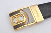 Authentic CHANEL Vintage Calf Skin Belt CC Logo 37.2-40.9" Black Junk 3634K