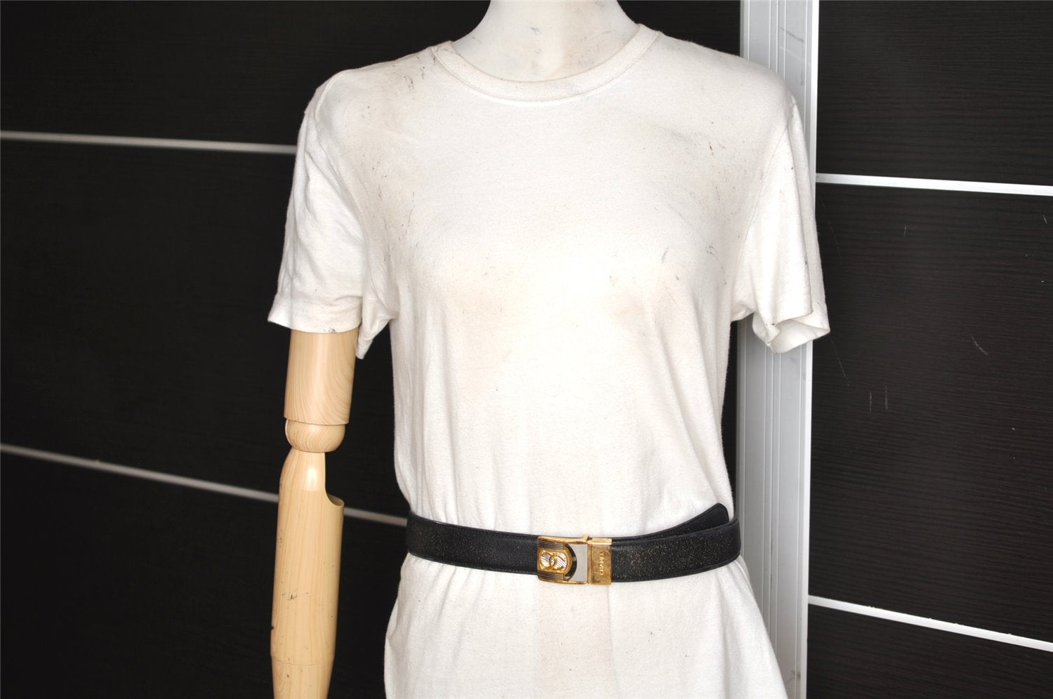 Authentic CHANEL Vintage Calf Skin Belt CC Logo 37.2-40.9