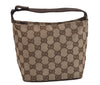 Authentic GUCCI Hand Bag Pouch Purse GG Canvas Leather 34080 Brown 3635J