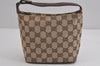 Authentic GUCCI Hand Bag Pouch Purse GG Canvas Leather 34080 Brown 3635J