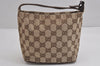 Authentic GUCCI Hand Bag Pouch Purse GG Canvas Leather 34080 Brown 3635J