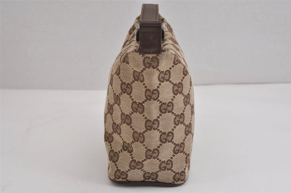 Authentic GUCCI Hand Bag Pouch Purse GG Canvas Leather 34080 Brown 3635J