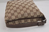Authentic GUCCI Hand Bag Pouch Purse GG Canvas Leather 34080 Brown 3635J