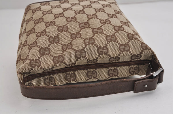 Authentic GUCCI Hand Bag Pouch Purse GG Canvas Leather 34080 Brown 3635J