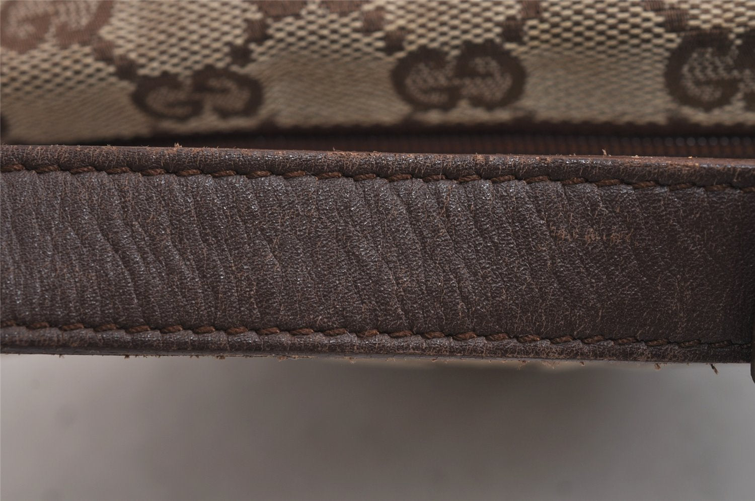 Authentic GUCCI Hand Bag Pouch Purse GG Canvas Leather 34080 Brown 3635J