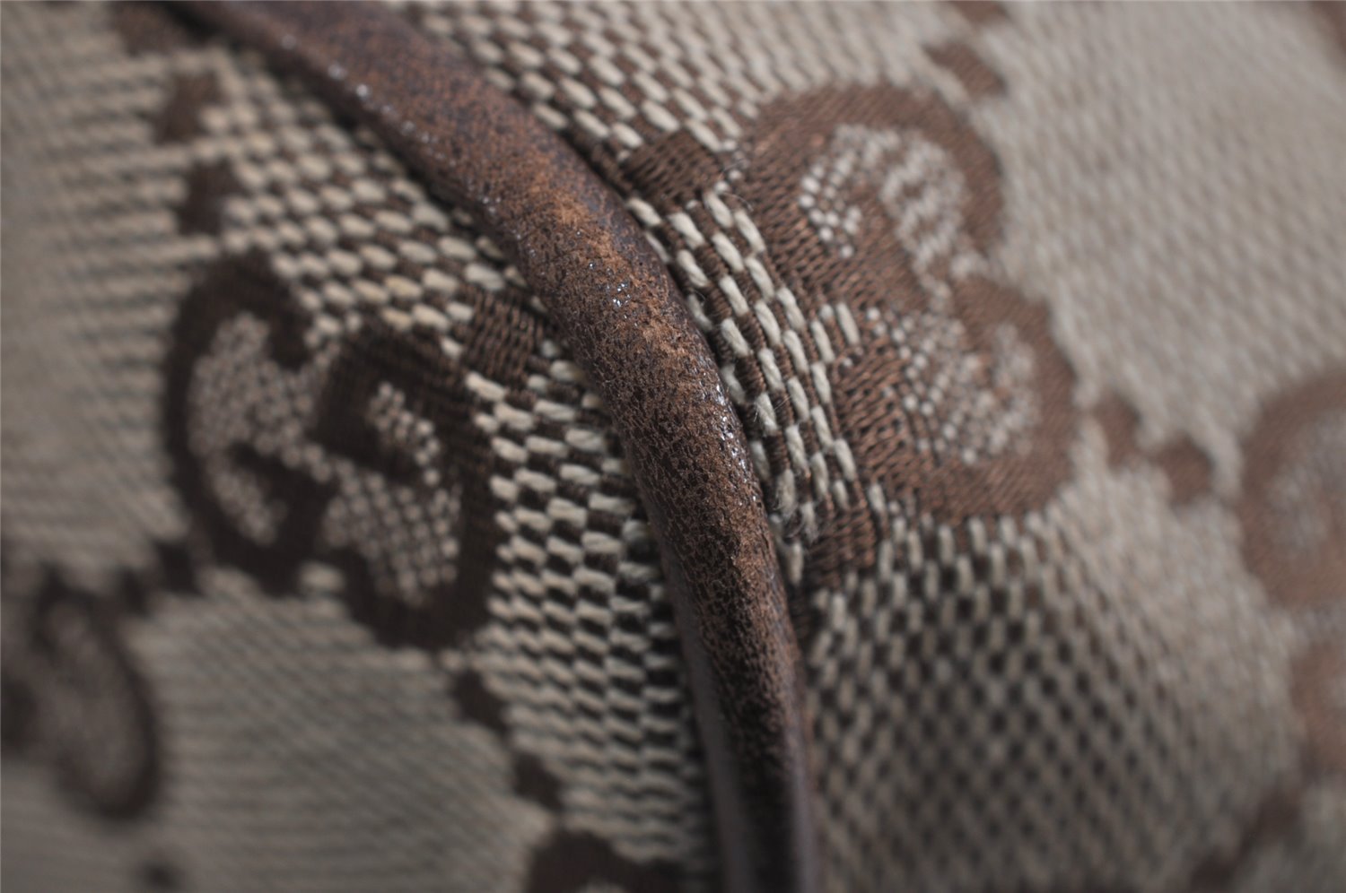 Authentic GUCCI Hand Bag Pouch Purse GG Canvas Leather 34080 Brown 3635J