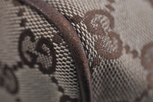 Authentic GUCCI Hand Bag Pouch Purse GG Canvas Leather 34080 Brown 3635J