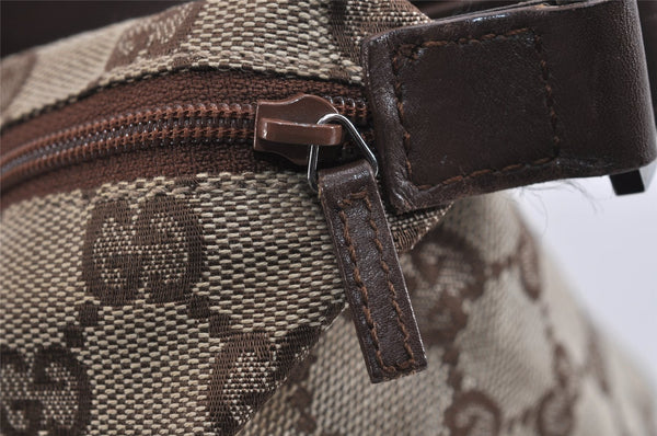 Authentic GUCCI Hand Bag Pouch Purse GG Canvas Leather 34080 Brown 3635J