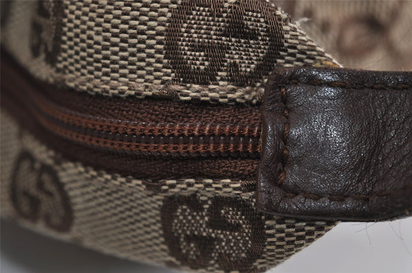 Authentic GUCCI Hand Bag Pouch Purse GG Canvas Leather 34080 Brown 3635J