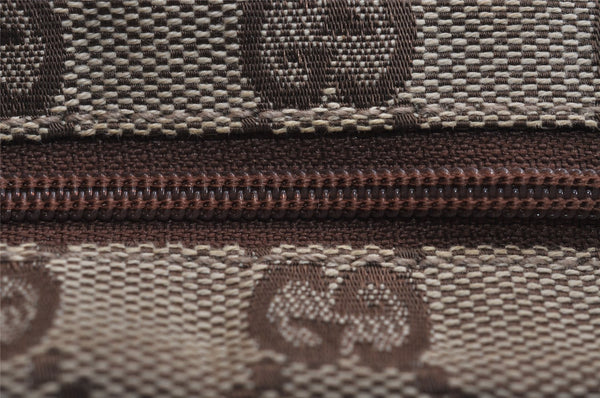 Authentic GUCCI Hand Bag Pouch Purse GG Canvas Leather 34080 Brown 3635J