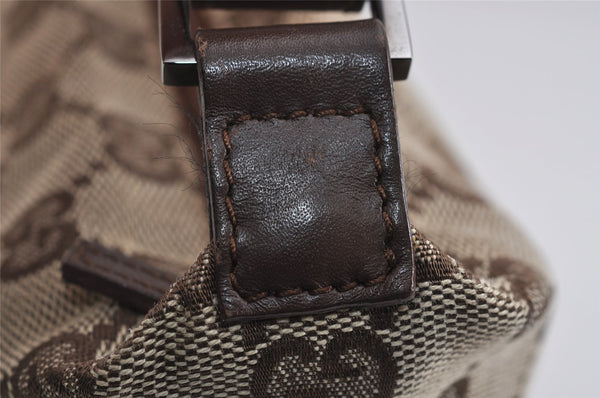 Authentic GUCCI Hand Bag Pouch Purse GG Canvas Leather 34080 Brown 3635J