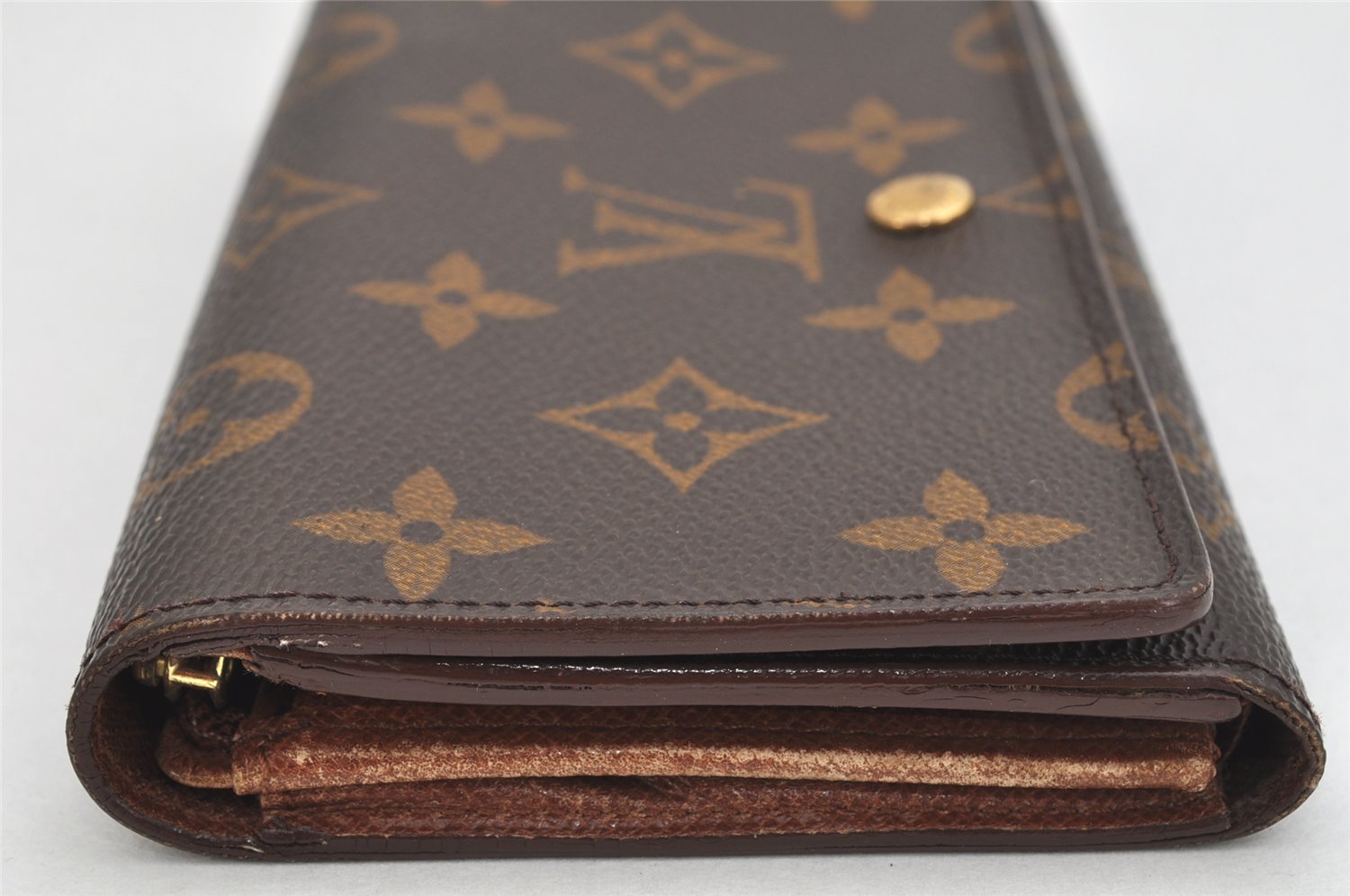 Auth Louis Vuitton Monogram Porte Monnaie Billets Tresor Wallet M61730 LV 3637K