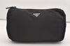 Authentic PRADA Nylon Tessuto Leather Clutch Hand Bag Purse Black 3639J