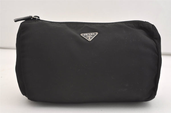 Authentic PRADA Nylon Tessuto Leather Clutch Hand Bag Purse Black 3639J