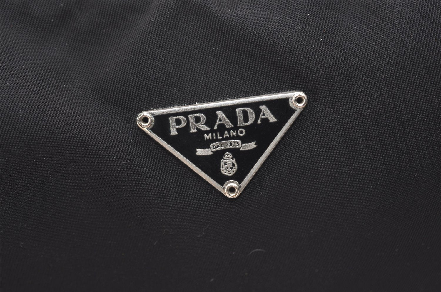 Authentic PRADA Nylon Tessuto Leather Clutch Hand Bag Purse Black 3639J