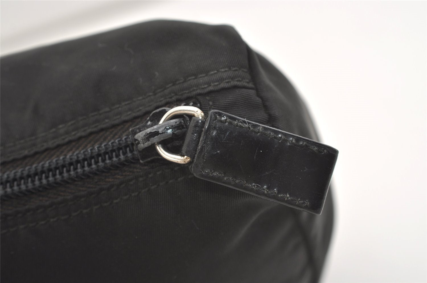 Authentic PRADA Nylon Tessuto Leather Clutch Hand Bag Purse Black 3639J