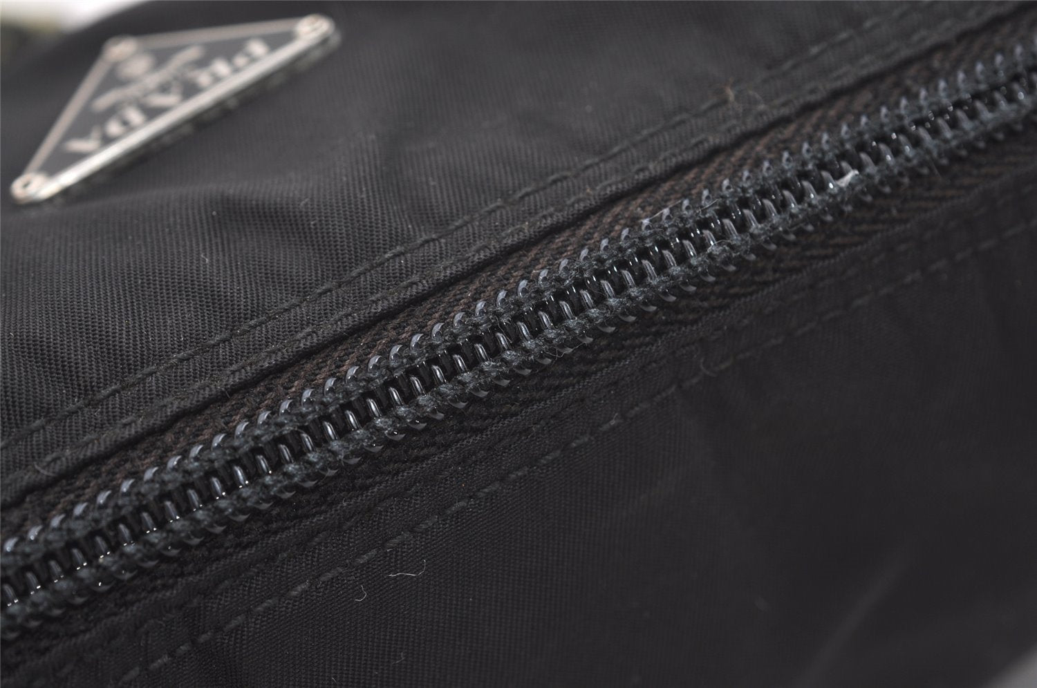 Authentic PRADA Nylon Tessuto Leather Clutch Hand Bag Purse Black 3639J