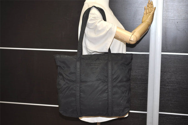 Authentic PRADA Vintage Nylon Tessuto Shoulder Tote Bag Black 3641J