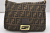 Authentic FENDI Zucca Mamma Baguette Shoulder Bag Canvas Leather Brown 3641K