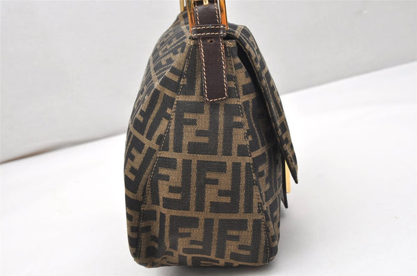 Authentic FENDI Zucca Mamma Baguette Shoulder Bag Canvas Leather Brown 3641K