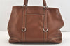 Authentic PRADA VIT DAINO LIFE Leather Shoulder Tote Bag BR2920 Brown 3642J