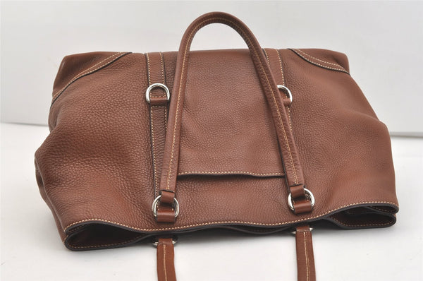 Authentic PRADA VIT DAINO LIFE Leather Shoulder Tote Bag BR2920 Brown 3642J