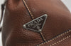 Authentic PRADA VIT DAINO LIFE Leather Shoulder Tote Bag BR2920 Brown 3642J