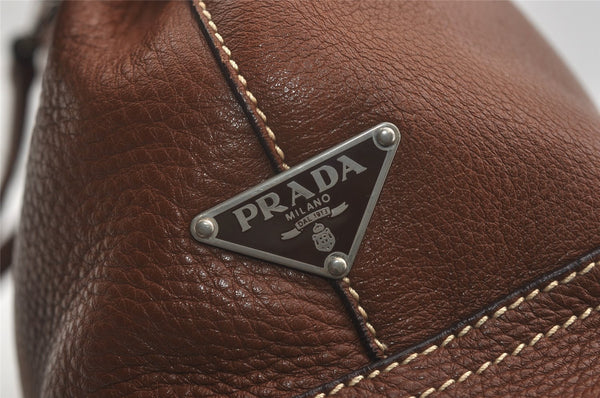Authentic PRADA VIT DAINO LIFE Leather Shoulder Tote Bag BR2920 Brown 3642J