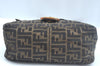 Authentic FENDI Zucca Mamma Baguette Shoulder Bag Canvas Leather Brown 3643J