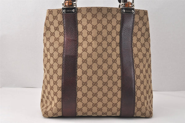 Authentic GUCCI Bamboo Shoulder Hand Bag GG Canvas Leather 232946 Brown 3645K