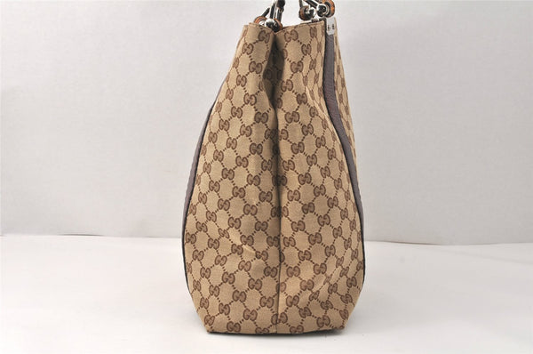 Authentic GUCCI Bamboo Shoulder Hand Bag GG Canvas Leather 232946 Brown 3645K