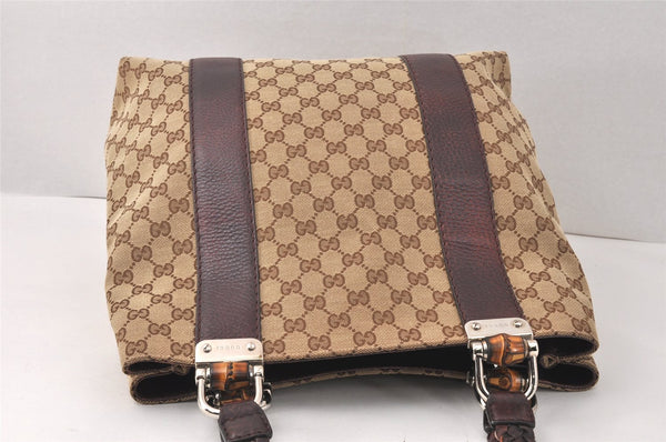Authentic GUCCI Bamboo Shoulder Hand Bag GG Canvas Leather 232946 Brown 3645K
