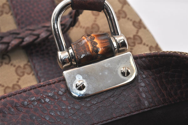Authentic GUCCI Bamboo Shoulder Hand Bag GG Canvas Leather 232946 Brown 3645K