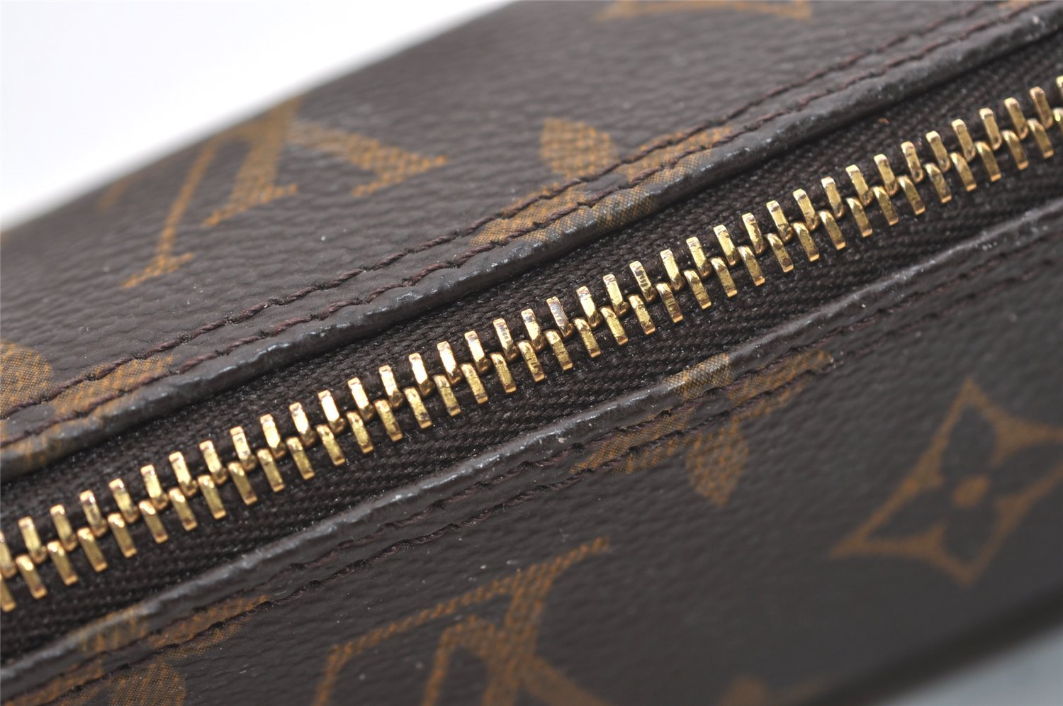 Authentic Louis Vuitton Monogram Trousse Ronde Pen Case Pouch M47630 Junk 3646J